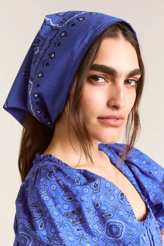 multi use bandana - blue paisley sold by Damson Madder
