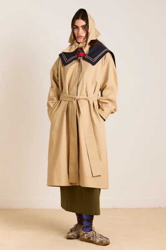 ella trench - navy tan sold by Damson Madder