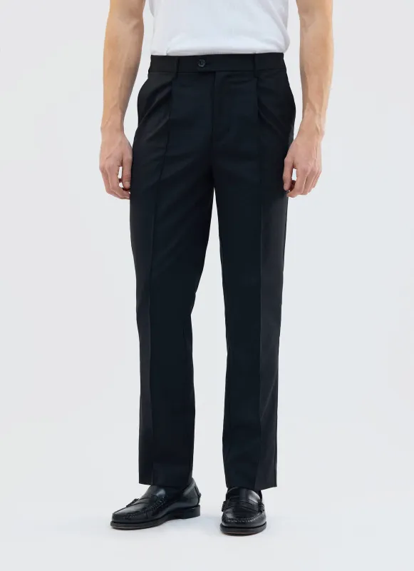 Tailored Elasticated Waist Trousers | Cotton | Black sold by Percival