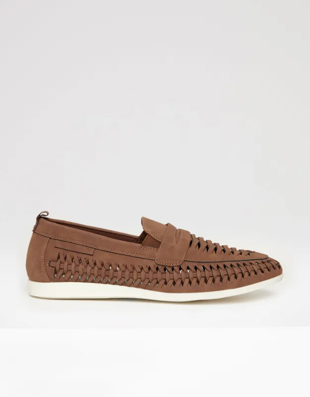 Threadbare Men's Tan Brown Faux Suede Woven Loafers sold by Threadbare