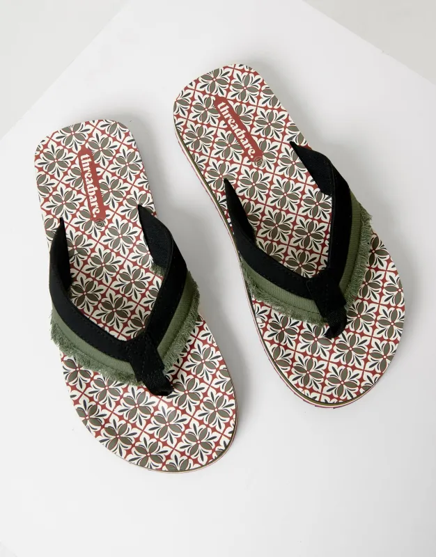 Threadbare Men's Khaki Green Fringe Detail Sandals sold by Threadbare