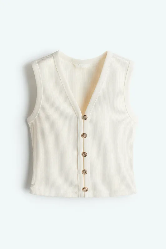 H&M - Rib-knit waistcoat - White sold by H&M