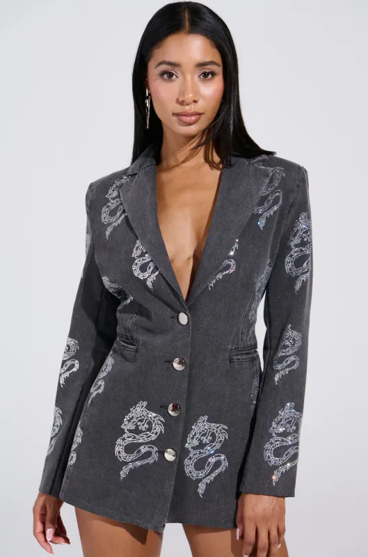 DRAGON SENSE EMBELLISHED BLAZER sold by AKIRA