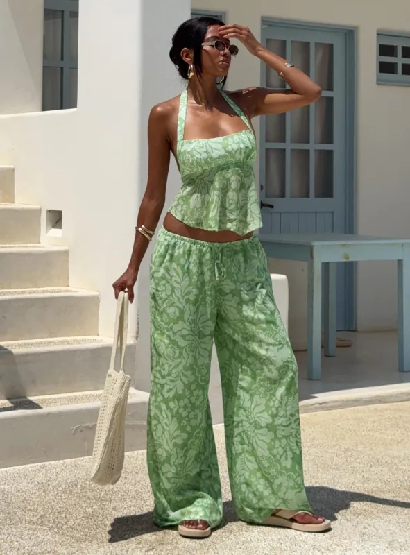 Finesse Pants Green Floral sold by Princess Polly