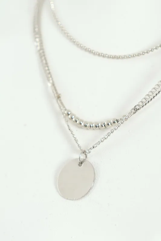 3 Layer Flat Disc Pendant - Silver sold by Edgars 