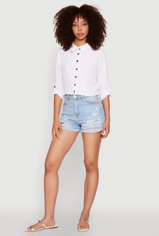 Keyhole Tie Back Long Sleeve Shirt sold by Rainbow