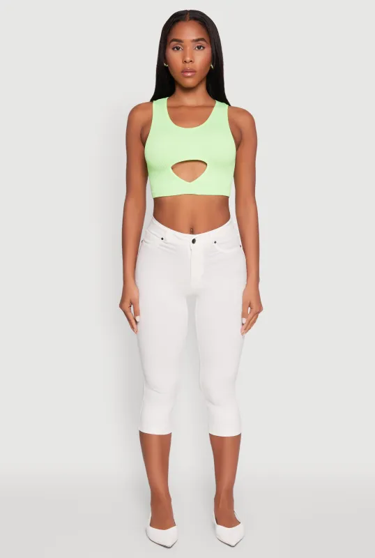 Cut Out Front Seamless Cropped Tank Top sold by Rainbow