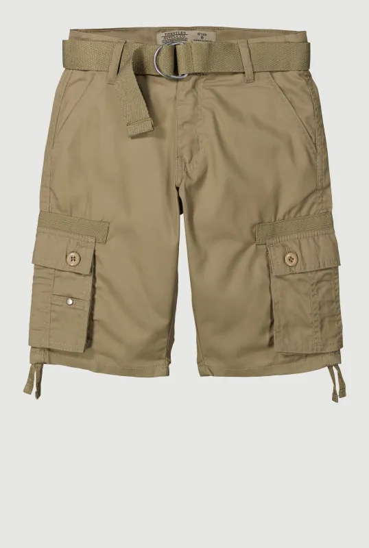 Boys Belted Tie Hem Cargo Shorts sold by Rainbow