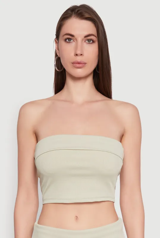 Haute Monde Cropped Fold Over Tube Top sold by Rainbow
