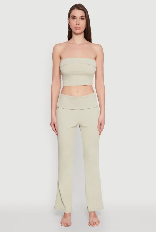 Haute Monde Fold Over Waist Wide Leg Pants sold by Rainbow