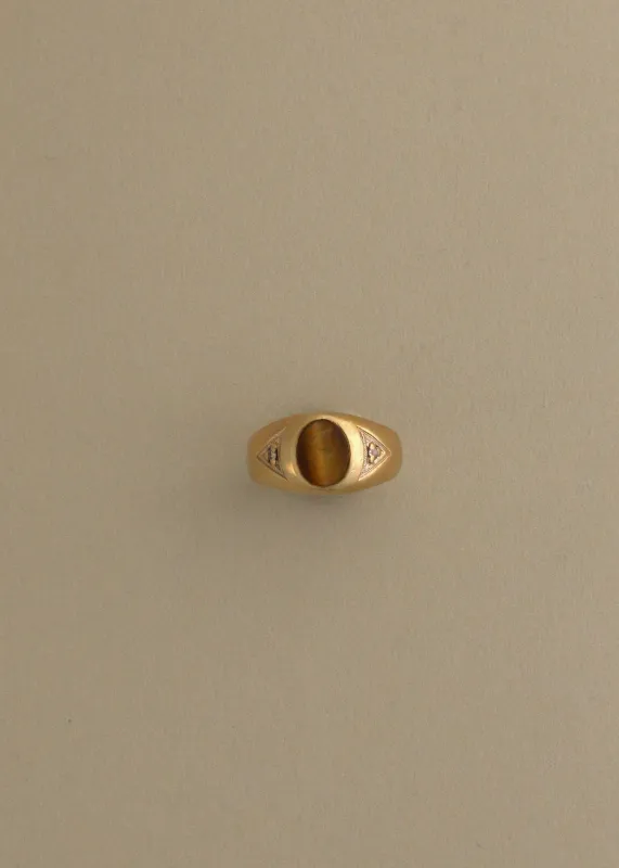 Vintage Tigers Eye 10k Signet Ring sold by Kinn