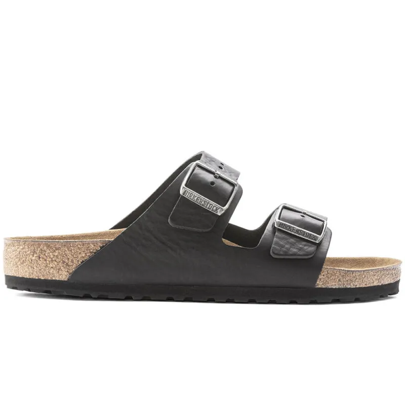 Birkenstock | Arizona Grip Leather Slippers 'Vintage Wood Black' sold by Hatchet Outdoor Supply Co