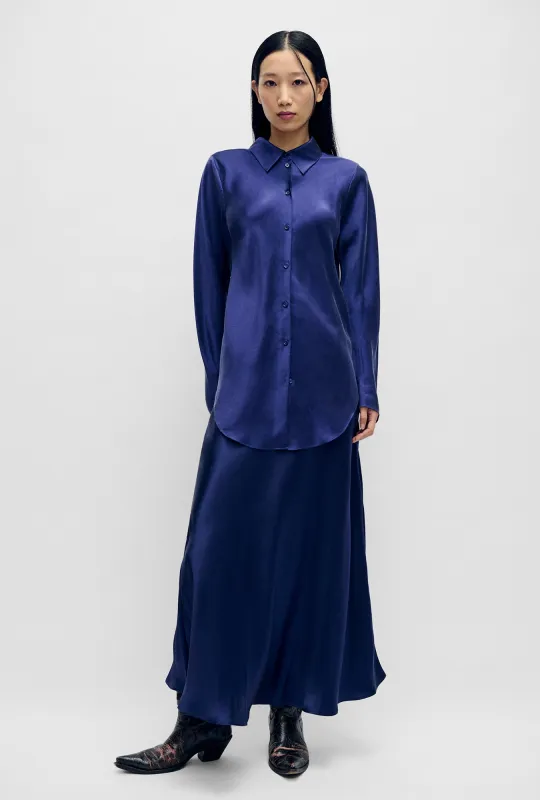 LONG BIAS CUT SKIRT PURPLE RAIN sold by Silk Laundry