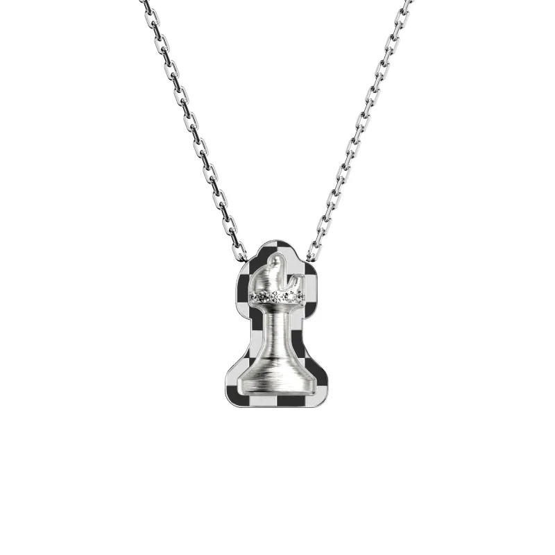 'The Chess' Diamond Necklace, Bishop, White Diamond sold by Pascal Design Official