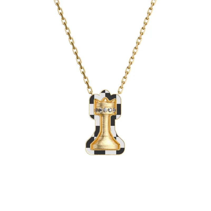 'The Chess' Diamond Necklace, Rook, White Diamond sold by Pascal Design Official
