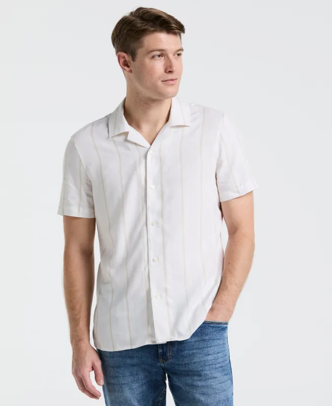 EcoVero™ Striped Camp Collar Shirt sold by Perry Ellis