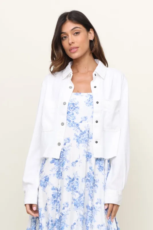 White Denim Button Front sold by Mixology
