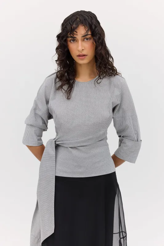 BLACK STRIPE COTTON ENTHRAL TOP sold by Bianca Spender