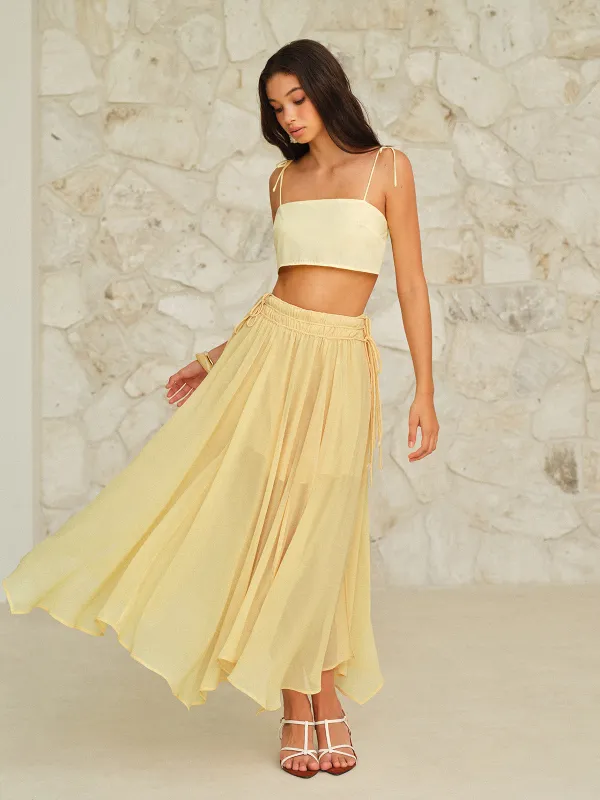 Drawstring Waist Maxi Skirt sold by COMMENSE