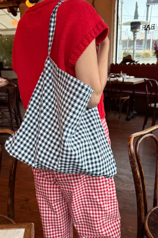 Happy Carry Bag - Navy Gingham sold by Le Bon Shoppe