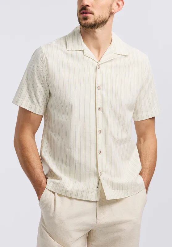 Salaman Men's Short-Sleeve Striped Camp Shirt, Green Olive - BM24619 sold by Buffalo Jeans