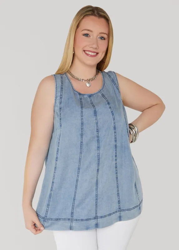 Seamed Chambray Top sold by Ashley Stewart