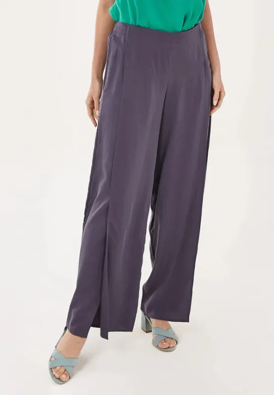 Wide Leg Lyocell Pants With Slits Steel sold by Ivalo.com