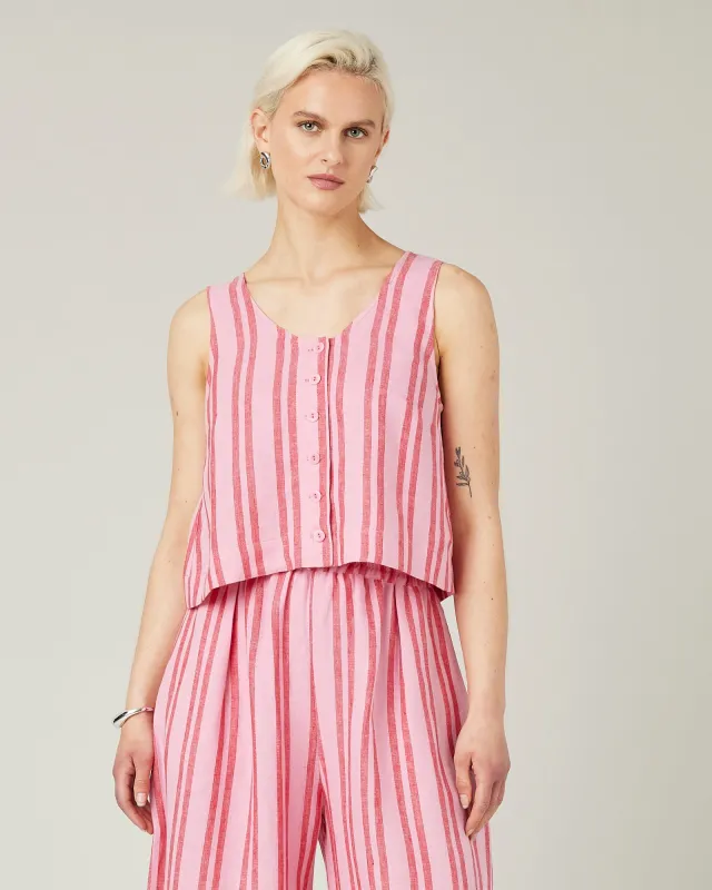 Betty Blossom Stripe Linen Top sold by Beyond Nine