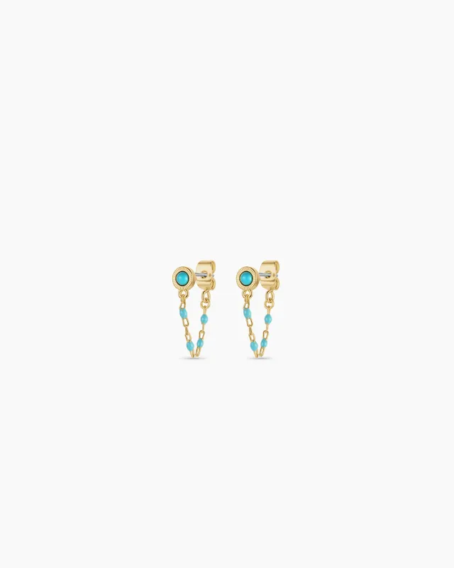 Turquoise Capri Chain Huggies sold by Gorjana