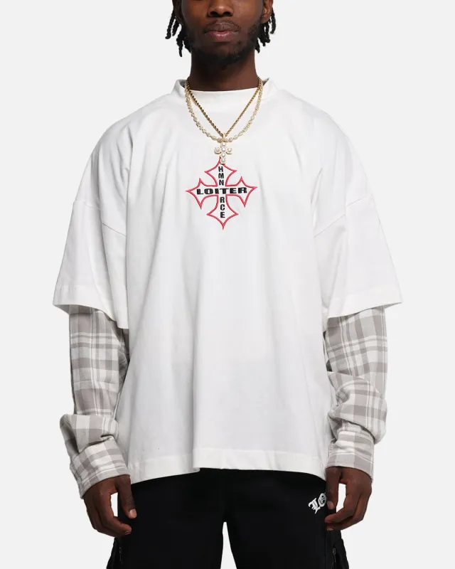 Loiter Layered Flannel T-Shirt Cream sold by Culture Kings