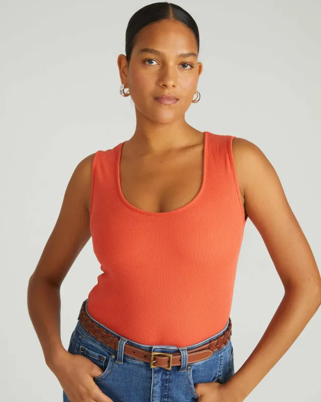 Daisy Ribbed Tank - Coral Reef sold by Universal Standard