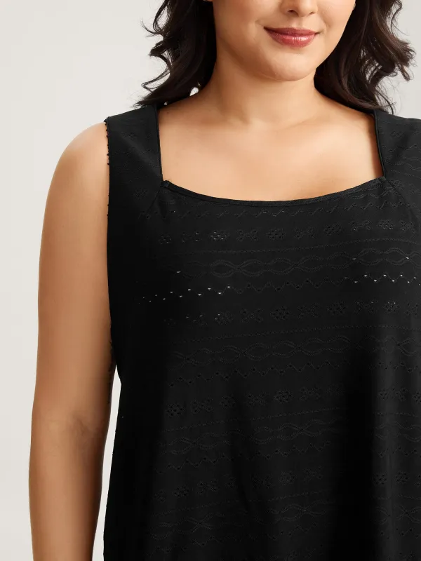 Jacquard Eyelet Trim Backless Tank Top sold by Bloomchic