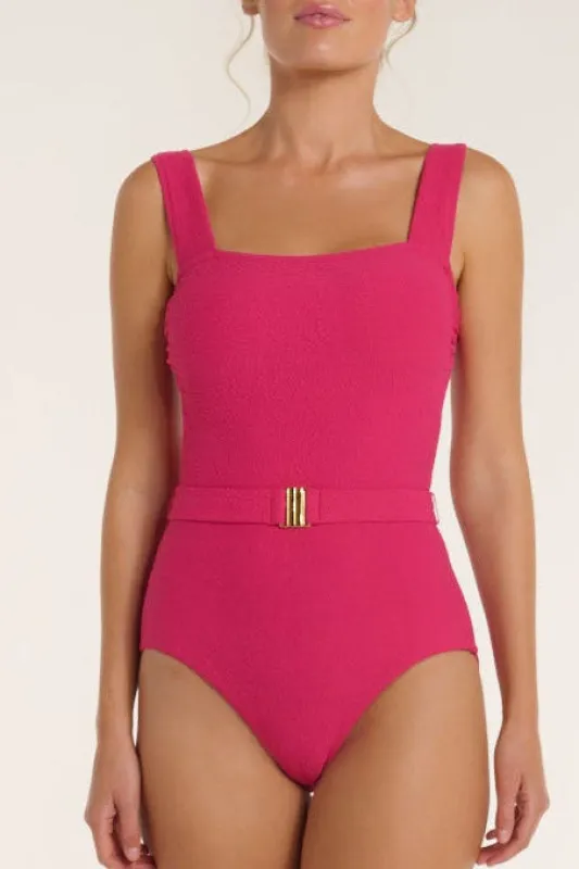 Belted Marisa One-piece Swimsuit in Teaberry sold by Hermoza