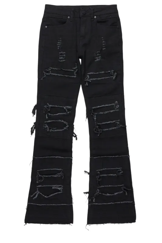 Boys Vasco Jet Wash Black Stacked Flare Jean sold by Rockstar Original