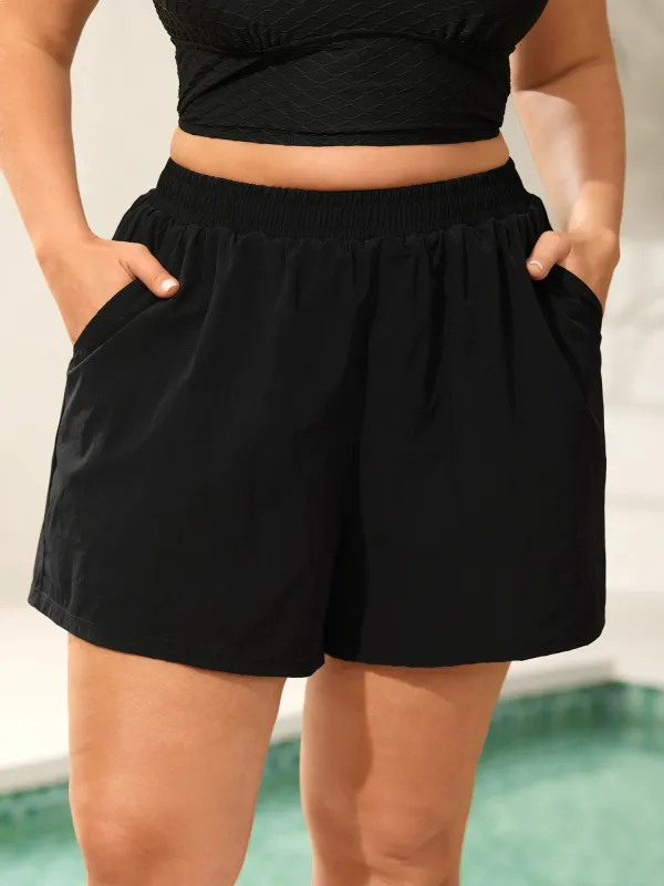 Stretchy Waist Pockets Wide-Leg Swim Bottoms sold by Bloomchic