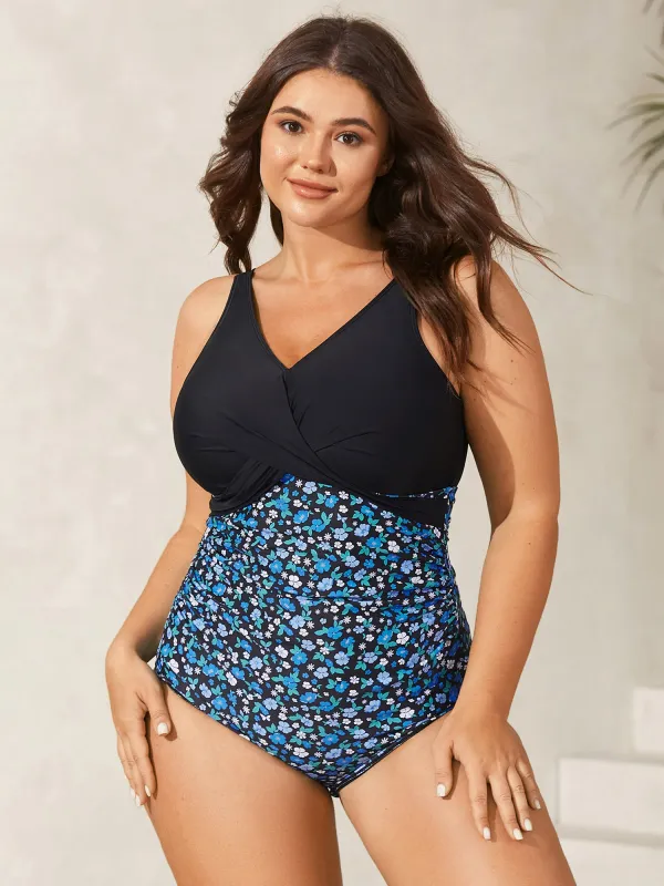 Floral Twist Contrast One-Piece Swimsuit sold by Bloomchic