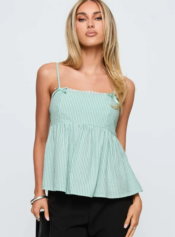 Peace Of Mind Top Green Stripe sold by Princess Polly