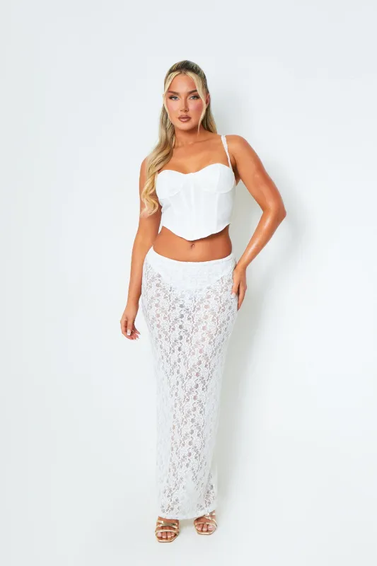 Thalia White Lace Maxi Skirt sold by Missy Empire