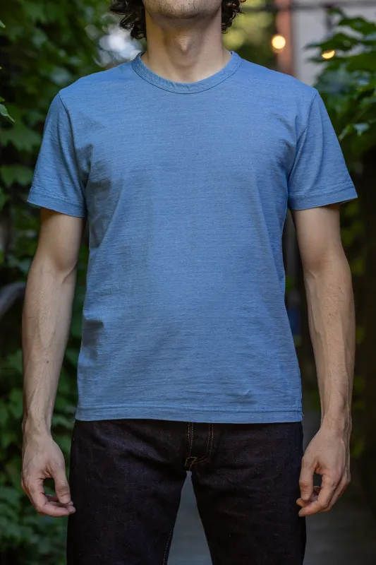 Pure Blue Japan SS-5011-P Indigo Jersey Crew Neck T-shirt - Pale Indigo sold by Franklin and Poe