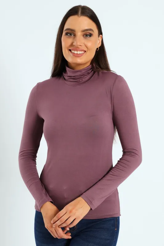 Basic Poloneck - Plum sold by Edgars 