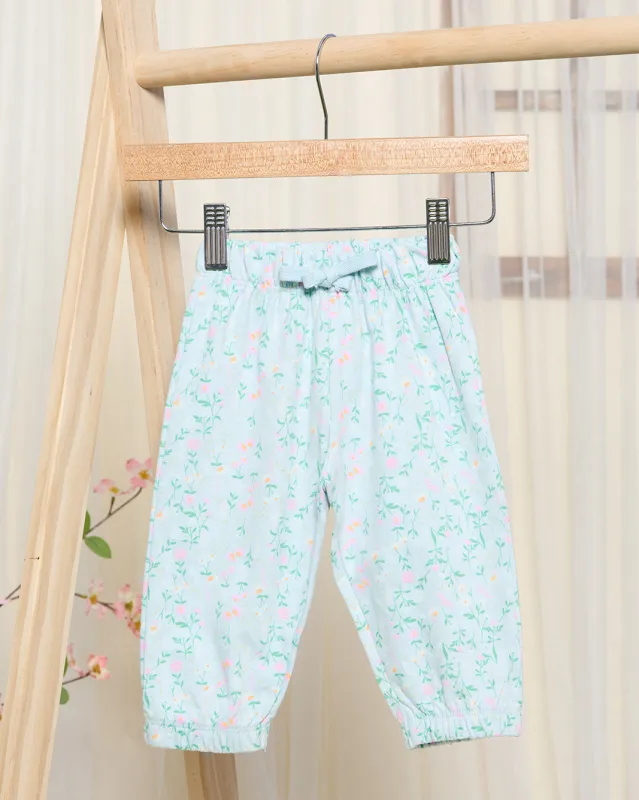 Infant Girls Blue Floral Print Jogger Pants sold by Redtag