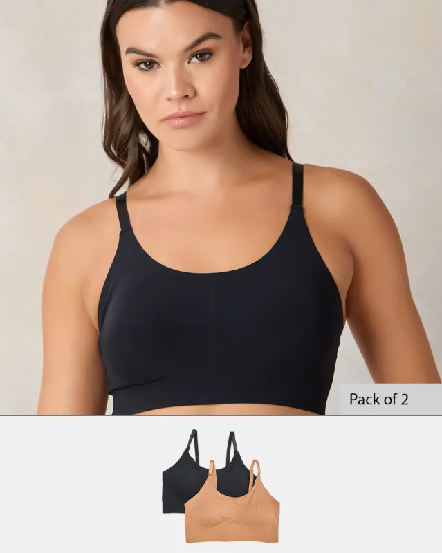 Women Black And Brown Comfort Bra Set (Pack of2) sold by Redtag
