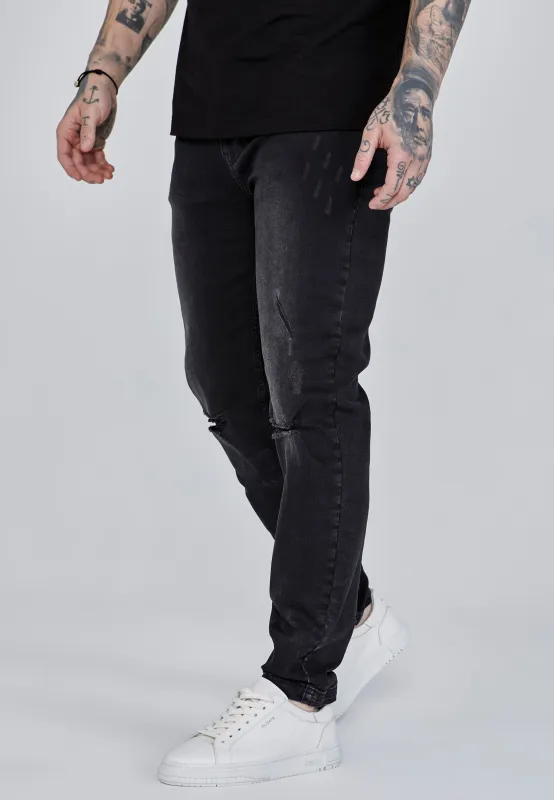 Black Distressed Slim Fit Jeans sold by Siksilk