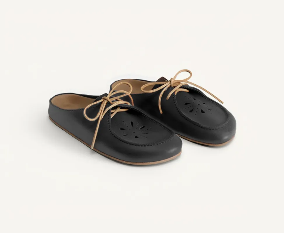 Black Leather Opale Mule sold by Costoso Italiano
