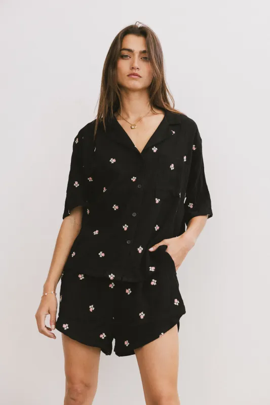 Elia Floral Shorts in Black sold by bohme