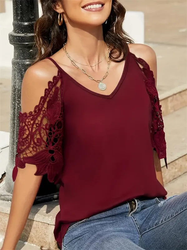 Cold Shoulder Lace Sleeve Blouse sold by Charming Charlie