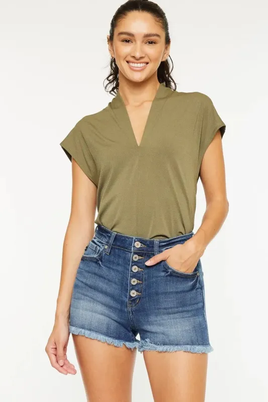Kancan High Rise Frayed Hem Denim Shorts sold by Charming Charlie