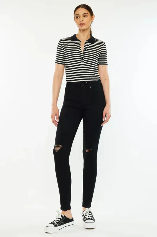 Kancan Distressed High Rise Super Skinny Jeans sold by Charming Charlie