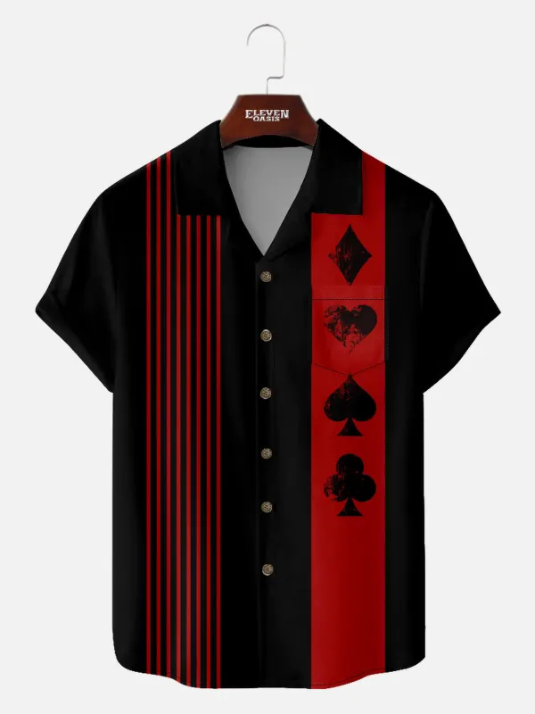 Men's Playing Cards Camp Collar Short Sleeve Shirt Ante Up Vintage sold by Eleven Oasis
