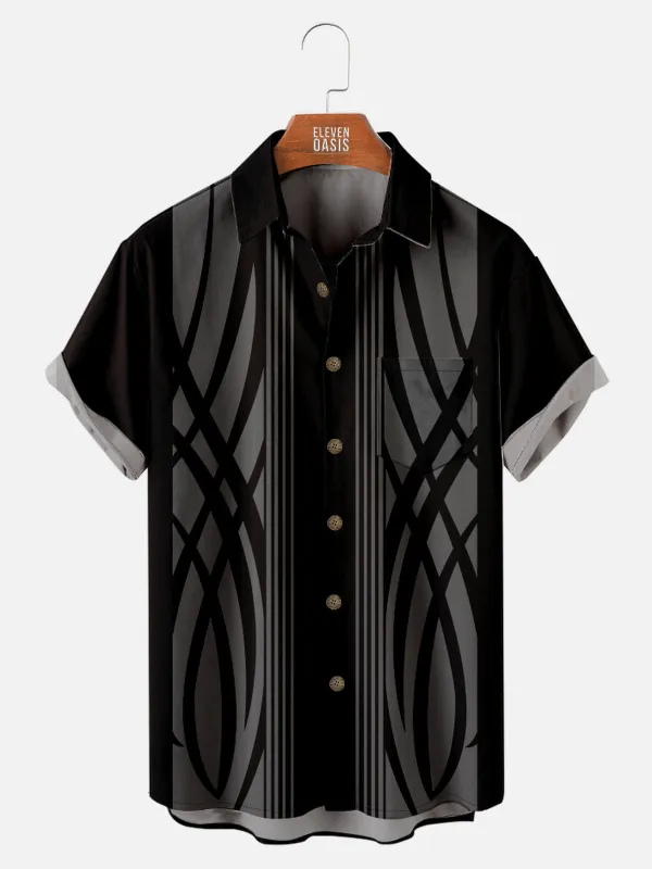 Tall Men's Racing Stripe Geometric Short Sleeve Shirt sold by Eleven Oasis
